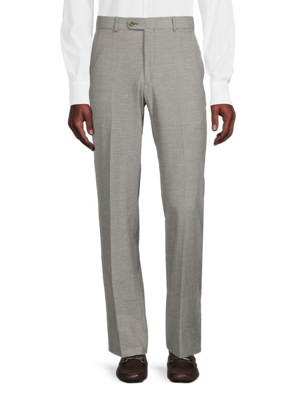Saks Fifth Avenue Seersucker Wool Blend Flat Front Pants